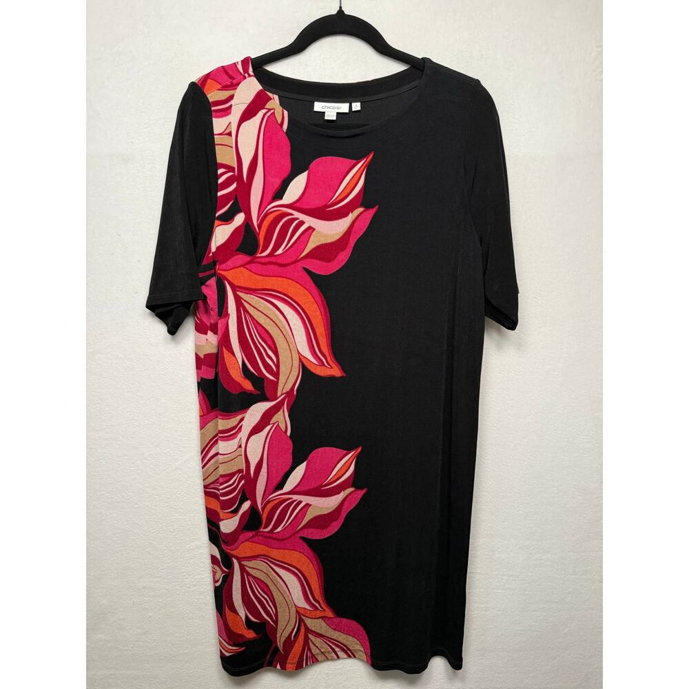 Chico's Travelers Floral Dress, Size 2 (Large) Stretch, Wrinkle Resistant